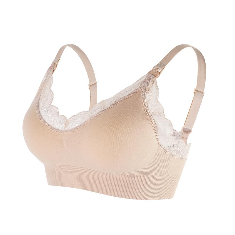 Reggiseno da allattamento wireless con apertura frontale, morbido pizzo, traspirante, senza cuciture, supporto materno per donne incinte