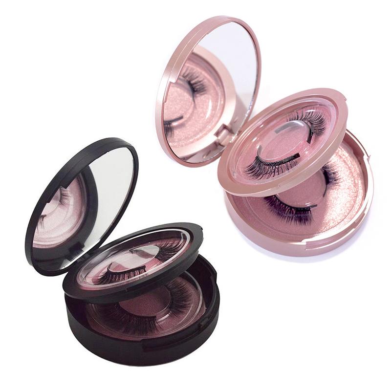 Eyelash Storage Box 2 Layers Circle Eyelash Box With Mirror Empty Travel Eyelash Storage Case Organizers