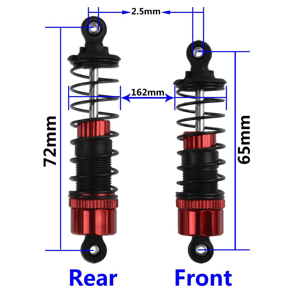 4-Pack RC Car Shock Absorbers, Metal Shock Dampers, Compatible with Hyper Go MJX H14BM 14210 14209 1/14 RC Car Upgrade Parts