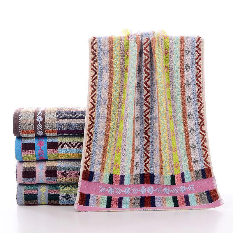 Diamond Pattern Striped Cotton Towel: Absorbent & Shed-Resistant Face Wash Towel for Unisex Home Use