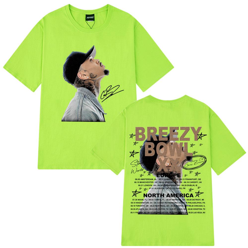 Rapper Chris Brown Breezy Bowl XX Tour 2025 Tshirt Unisex Women Fashion Hip Hop T Shirt Cotton Casual Oversized Tshirts Streetwear