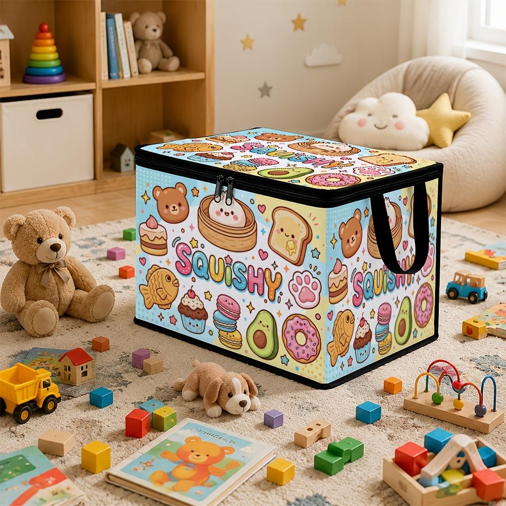 Scatola portaoggetti per giocattoli a forma di cartone animato con coperchio Cubo organizer in tessuto pieghevole Cesto per giocattoli sensoriali Fidget per la stanza dei bambini Organizzatore Gestione