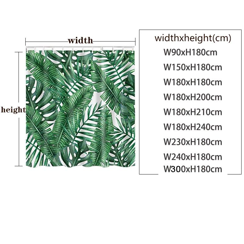 Green Plant Leaves Window Garden Printing Bathroom Shower Curtain Landscape Home Decoration Waterproof Curtain with Hook Curtain
