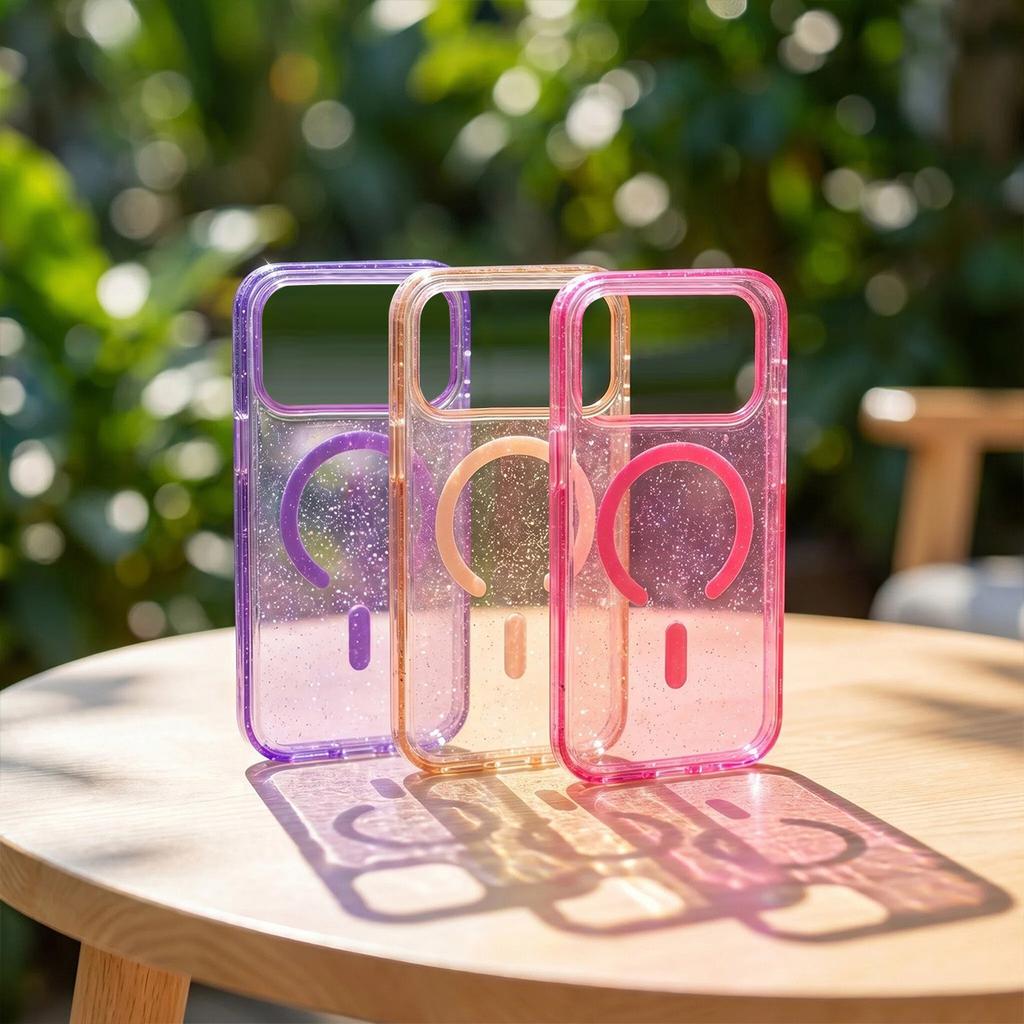 Applicable to Apple 16 glitter mobile phone case, anti-yellowing iphone17pm transparent terminator 17Pro protective case