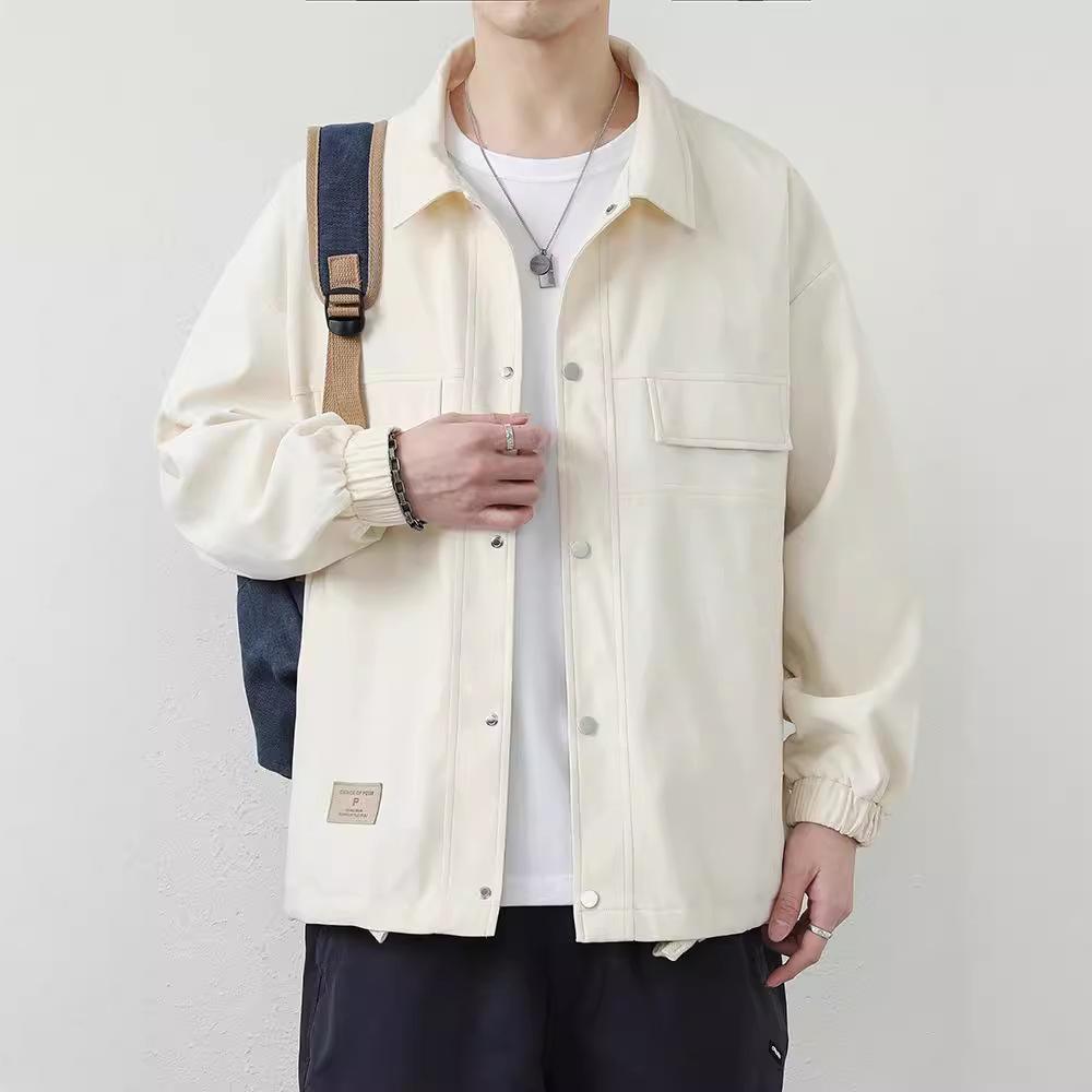 Jacke Herren Frühling und Herbst Lockeres Oberteil Lässig Hübsch Revers Junge Jacke