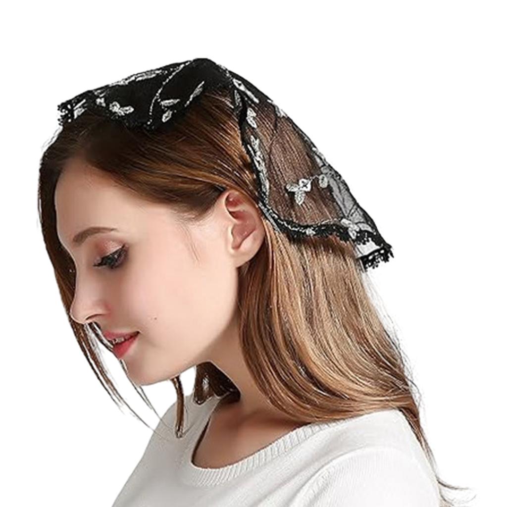 Chapel Headcoverimg Mantilla Headpiece Church Cap Veil Embroidery Mesh Church Veil Chapel Veil Head Covering