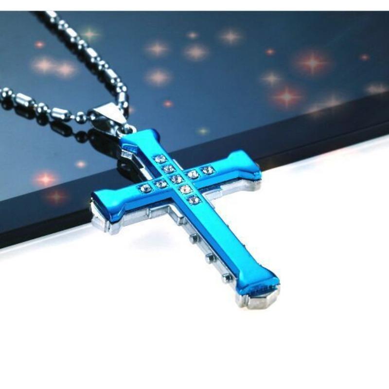 New Dark Knight Men's Necklace Jewelry Diamond Cross Pendant Necklace