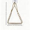 No Drill Hemp Rope Wooden Bead Design Toilet Paper Holder with Self Adhesive Hook Toilet Roll Holder Bathroom Accessories 1PC