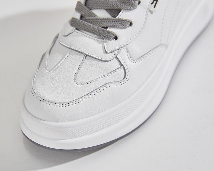 Women's 2021 Spring White Leather Platform Shoes – Height-Enhancing Casual Style