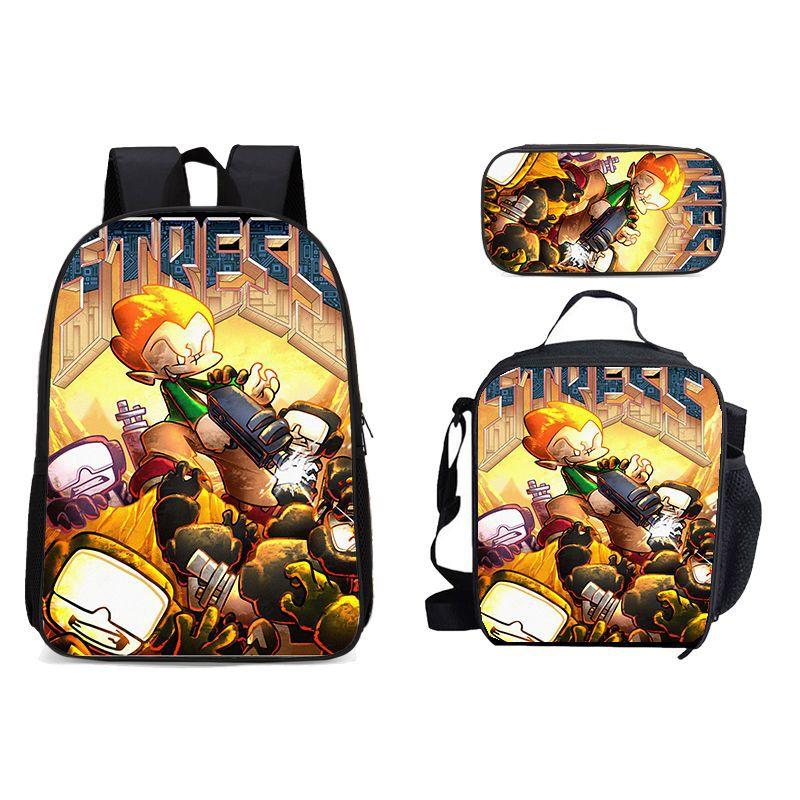 New Friday Night Funkin Backpack Three Piece Set Black Friday Korean Version Student Backpack Ice Pack Pencil Case Dropshipping
