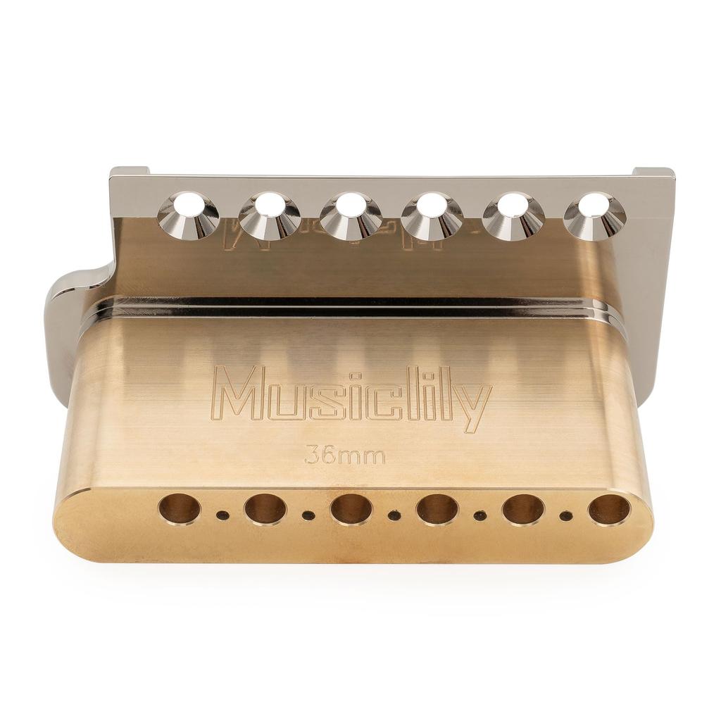 Musiclily Ultra BV022 6-Point Knife-Edge Tremolo Bridge, Nickel, 10.5 Mm String Spacing, 36 Mm Brass Block