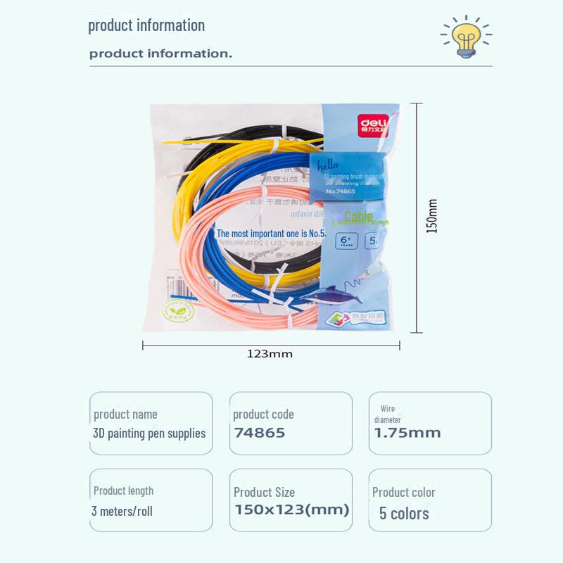 Spanish 3D Printing Pen Refill, 5m Low-Temp Graffiti Brush Material