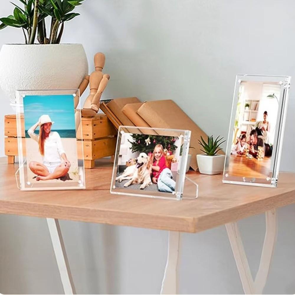 Transparent Acrylic Magnetic Picture Frames Minimalist Acrylic Sign Holder Home Decoration