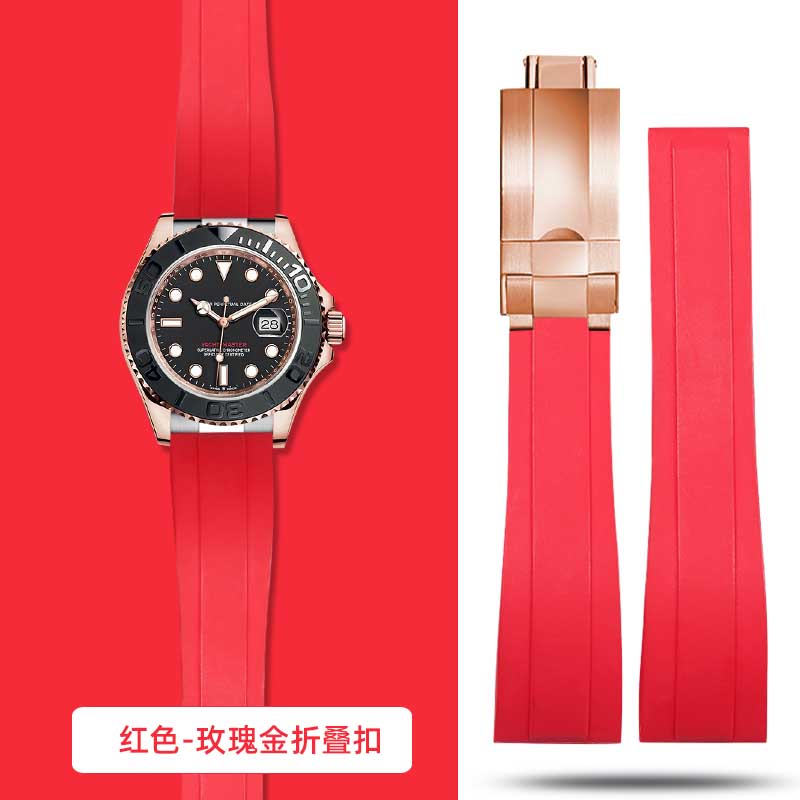 20mm 21mm 22mm For Rolex Daytona Gmt Oyster Tudor Black Bay Omega Watchband Rubber Fold Buckle Watch Strap Silicone Men Bracelet