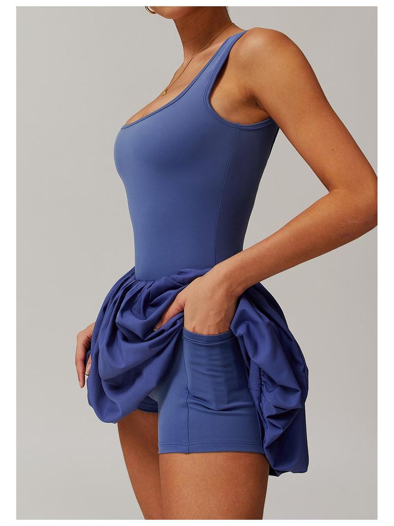 Women's Anti-Exposure Sports Dress - Outdoor Running & Tennis Skirt with Nude Feeling & Fake Two-Piece Design