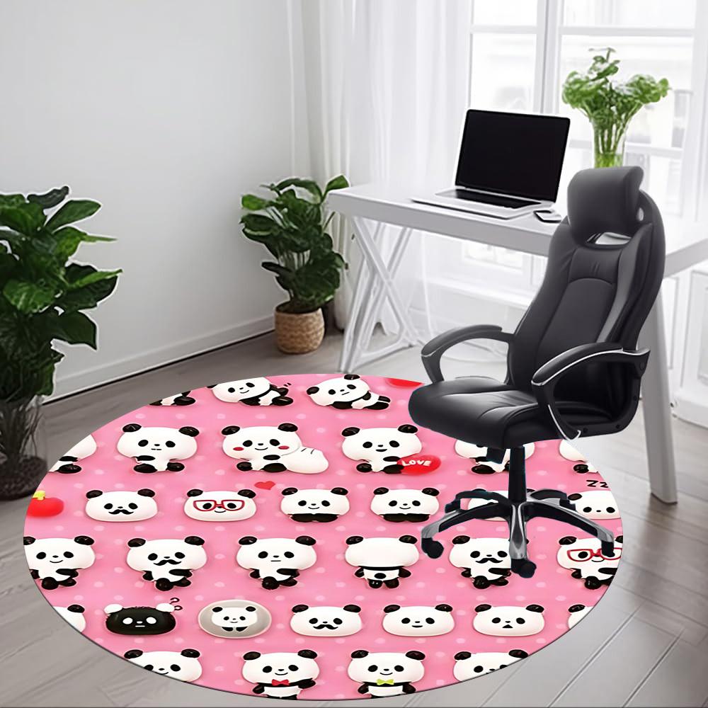 1pc Panda Party Office Round Area Rug, Indoor Mat Suitable For Office, Under Office Chairs Bedroom Living Room Home Decor, Room Deco, 077