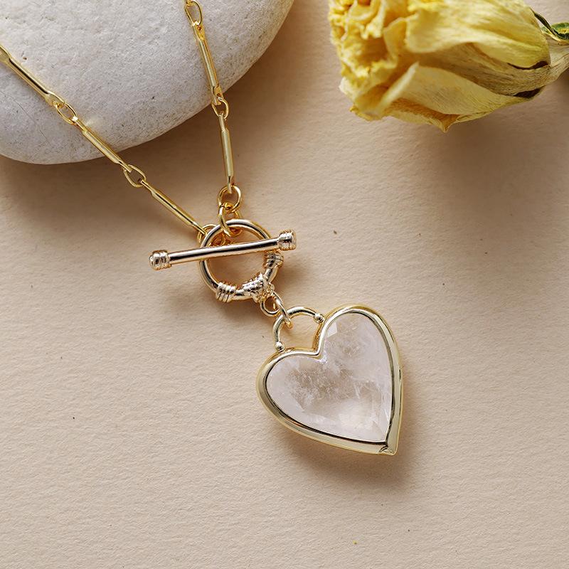 Fashion Light Luxury Simple Natural Stone Love Pendant Short Scarf Necklace Choker Jewelry Gifts