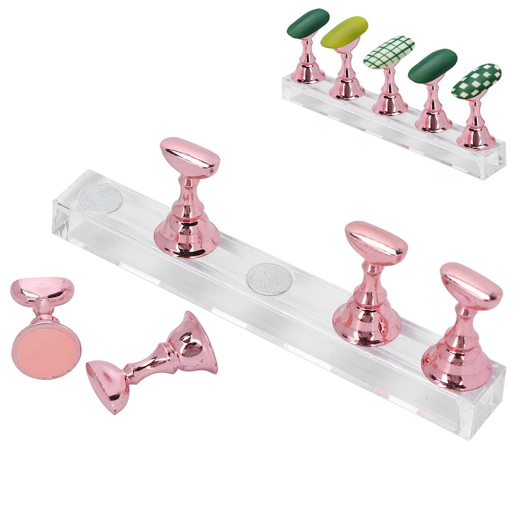 Nail Art Display Practice Stand Magnetic Nail Fingernail Tip Holder Manicure Set ToolRose Pink