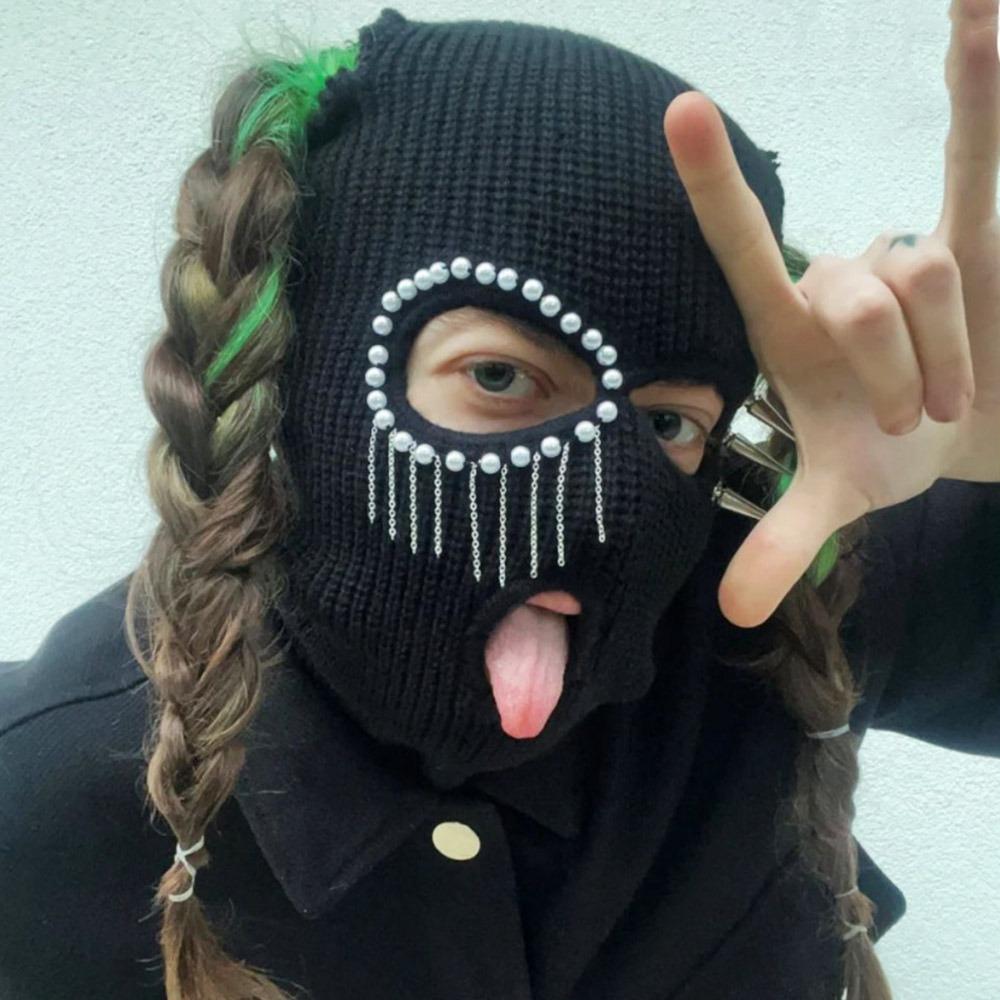 Funny Hooded Halloween Balaclava Handmade Party Beanie Cap Vintage Face Mask for Men Women