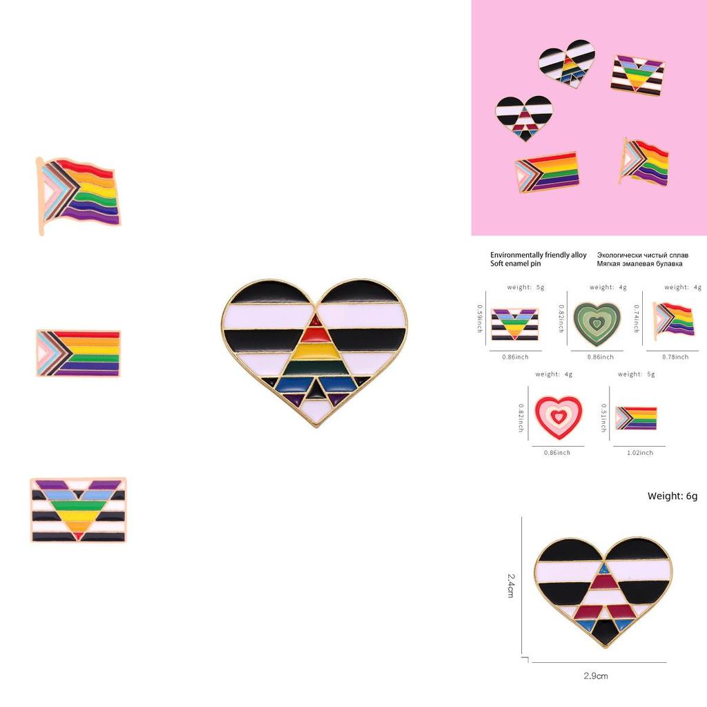 Creative Heart Shaped Rainbow Brooch Stylish Alloy Enamel Pin For Fashionable Personalization