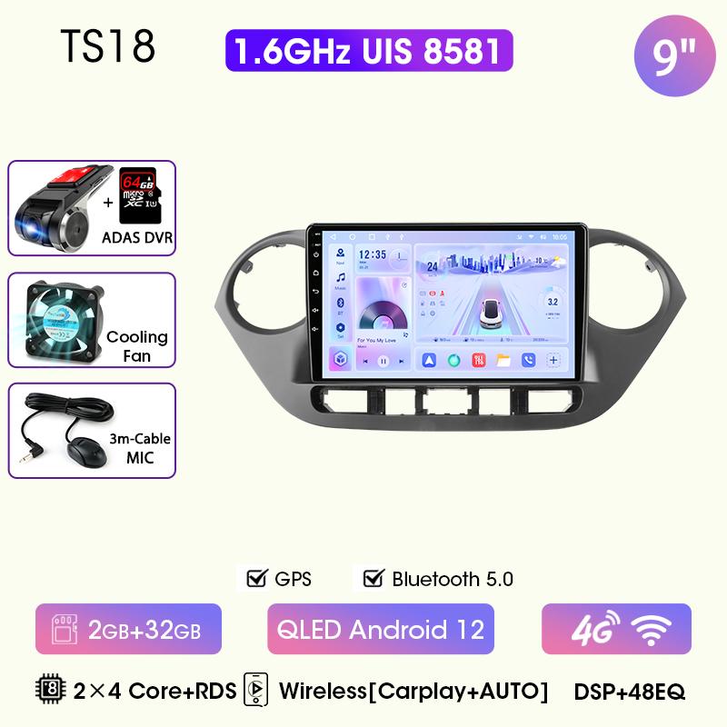 9" Car Radio For Hyundai Grand I10 I 10 2013 2014 2015 2016 2017 2018 Android12 Carplay Auto Multimidia Video Player Head Unit