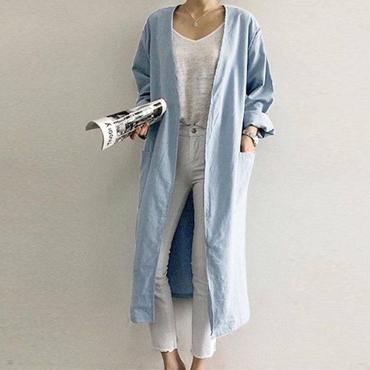 

Женская однотонная куртка свободного кроя с лацканами, длинным рукавом, длинная, большого размера, с V-образным вырезом, тренч 3XL синий