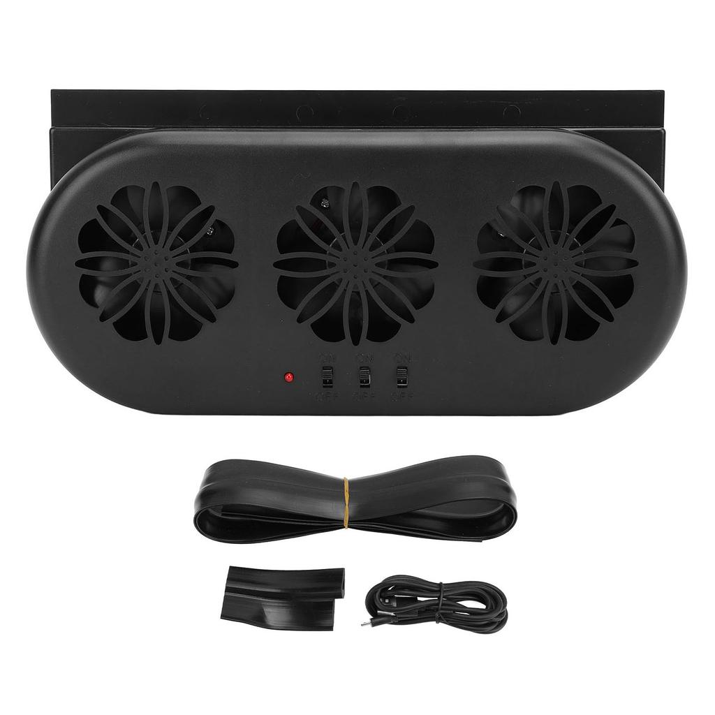 Solar Powered Car Exhaust Fan 5000RPM Air Circulation Vehicle Cooling Vent Fan with USB Interface