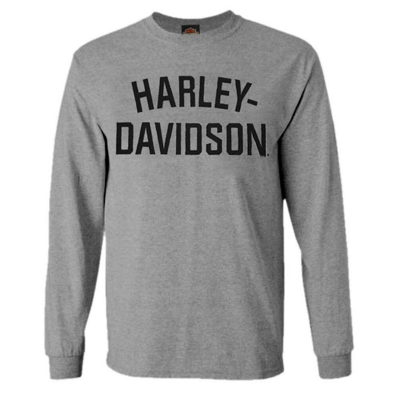 Harley-Davidson Heritage HD Herren Langarm T-Shirt Rundhals Weiches Stretch-Gewebe Lässiges Oberteil S gray