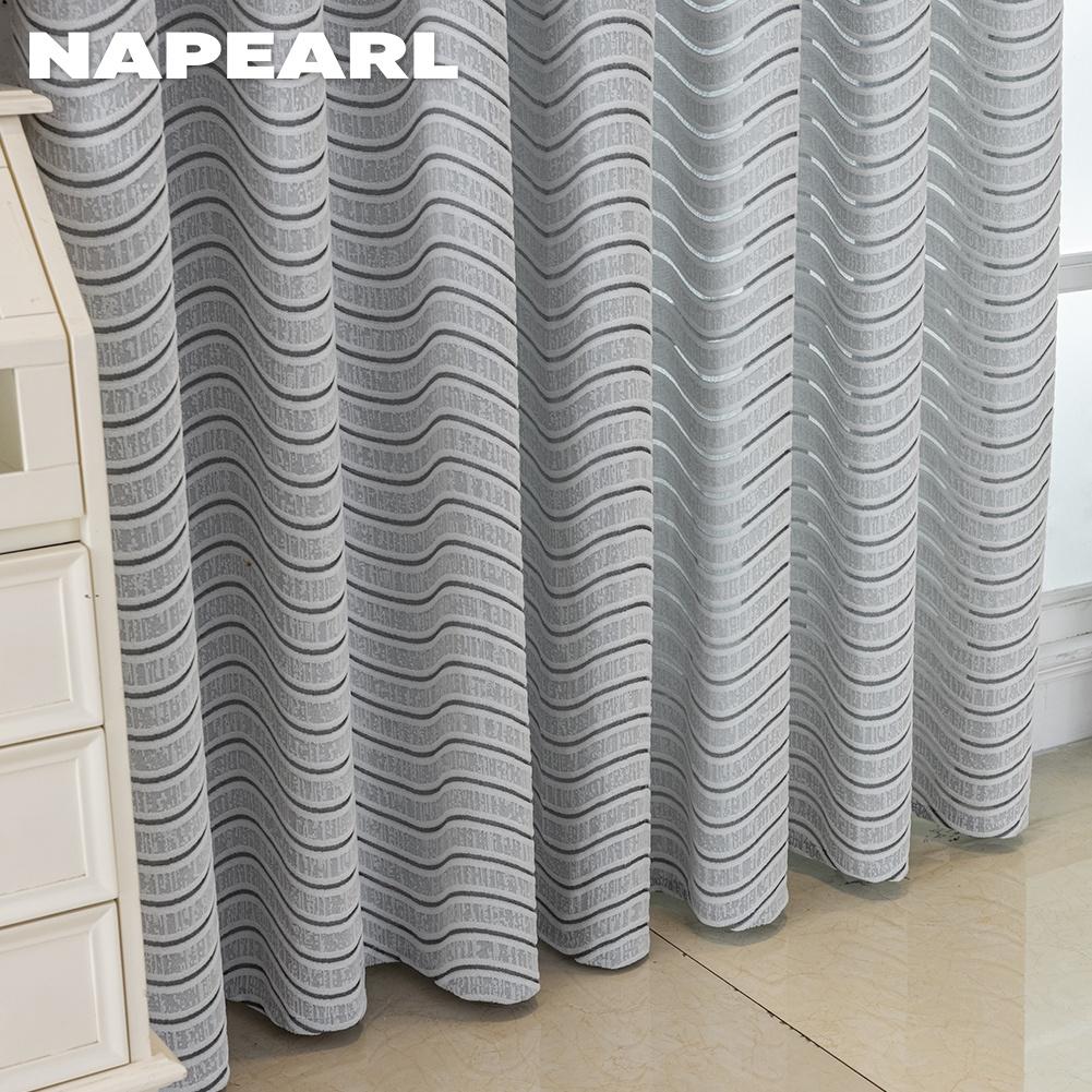 1 STKS NAPEARL Lichtgrijs Golvend Jacquard Gordijn, Eenvoudige Moderne Stijl Transparant Gordijn voor Slaapkamer Woonkamer Huisdecoratie