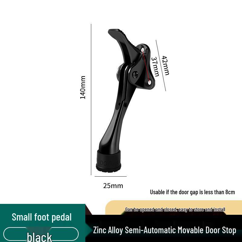 Zinc Alloy Foot Pedal Door Stopper - Anti-Collision Device for Bedroom, Bathroom, Glass, or Wooden Doors.