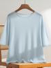 Women's 100% Pure Cashmere Short Sleeve Round Neck Sweater - Rolled Hem Knitwear, Early Autumn Versatile Pullover