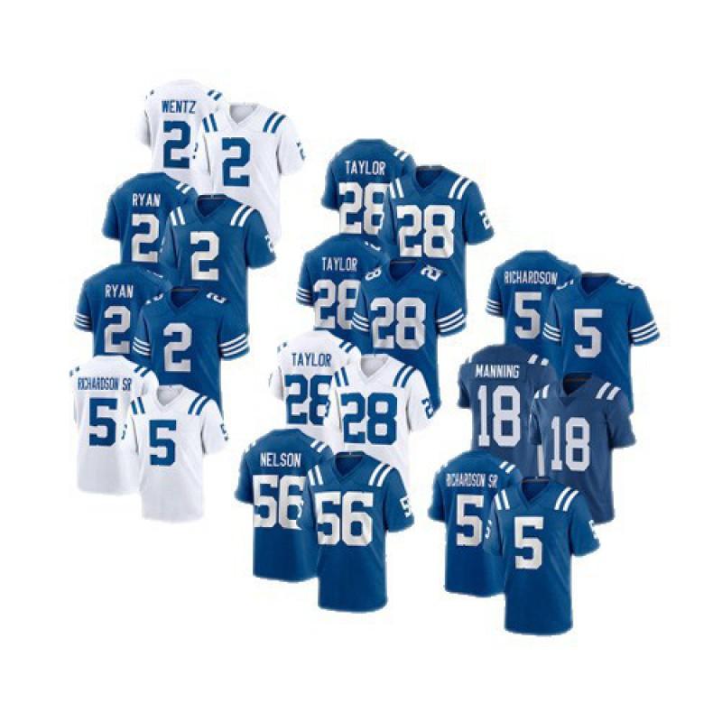Indianapolis Colts NFL Football Jersey Custom Embroidered Number 2 5 28 Men Women Sportswear Winter