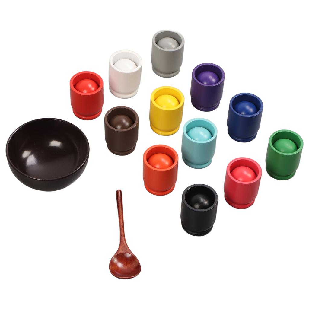 Balls Cups Color Sorting Toy Fine Motor Training Color Sorting Early Educational Wooden Sorter Game