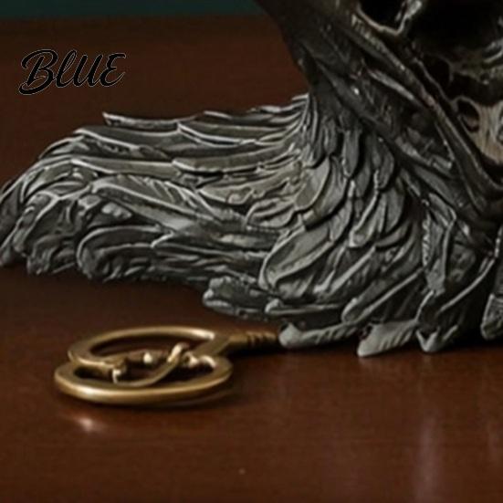 Halloween Desktop Decoration Eagle Head Statue 3D Printed Animal Sculpture Gothic Jewelry Black Figurine Storage Organizer for Keys Small