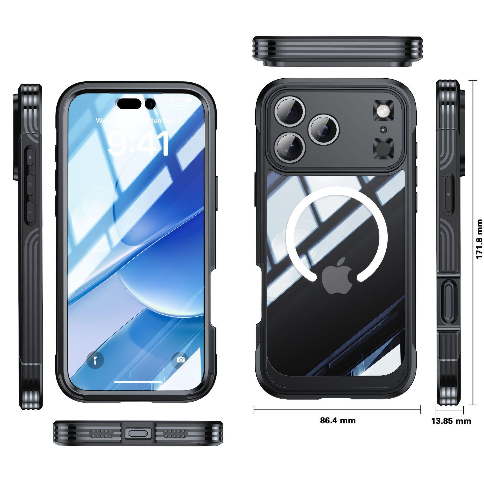 iPhone 17 Series Outdoor Military-Grade Protective Case: Drop-Proof, Dust-Proof, Magnetic Suction, Full Coverage iPhone 17 with MagSafe чёрный