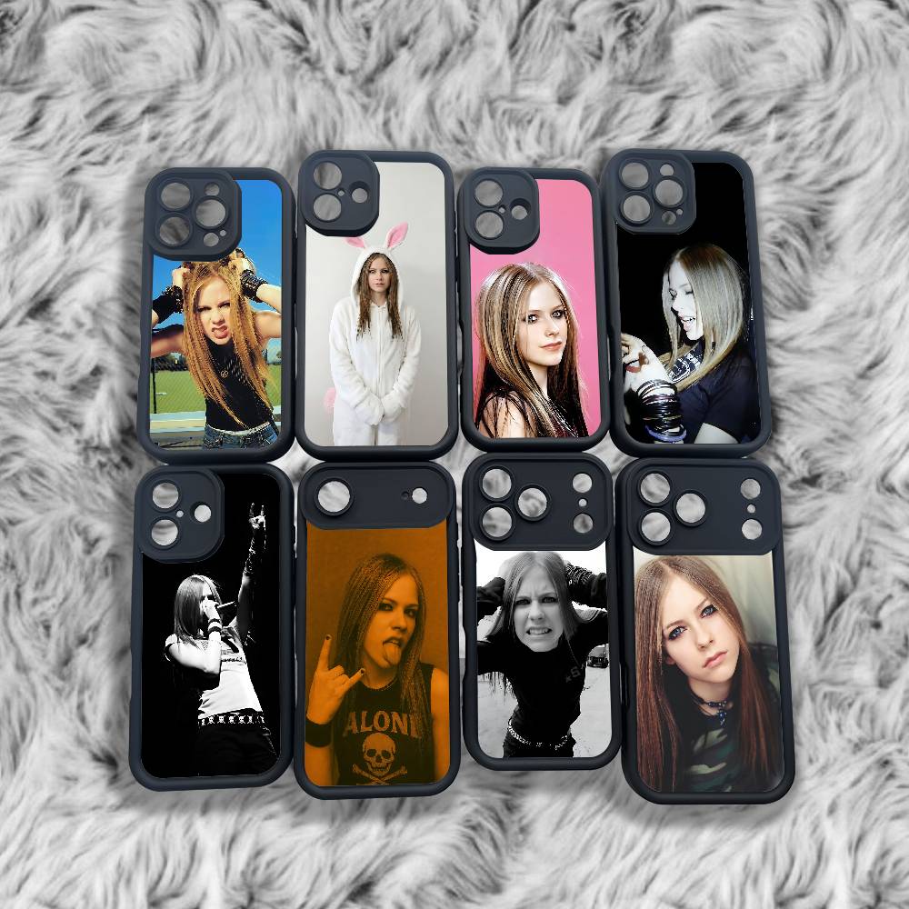 A-Avril L-Lavigne Phone Case For iPhone 17,16,15,14,13,12,11,Pro,Max,Plus,X,XS,SE4,E,Mini Black Thickened border Case