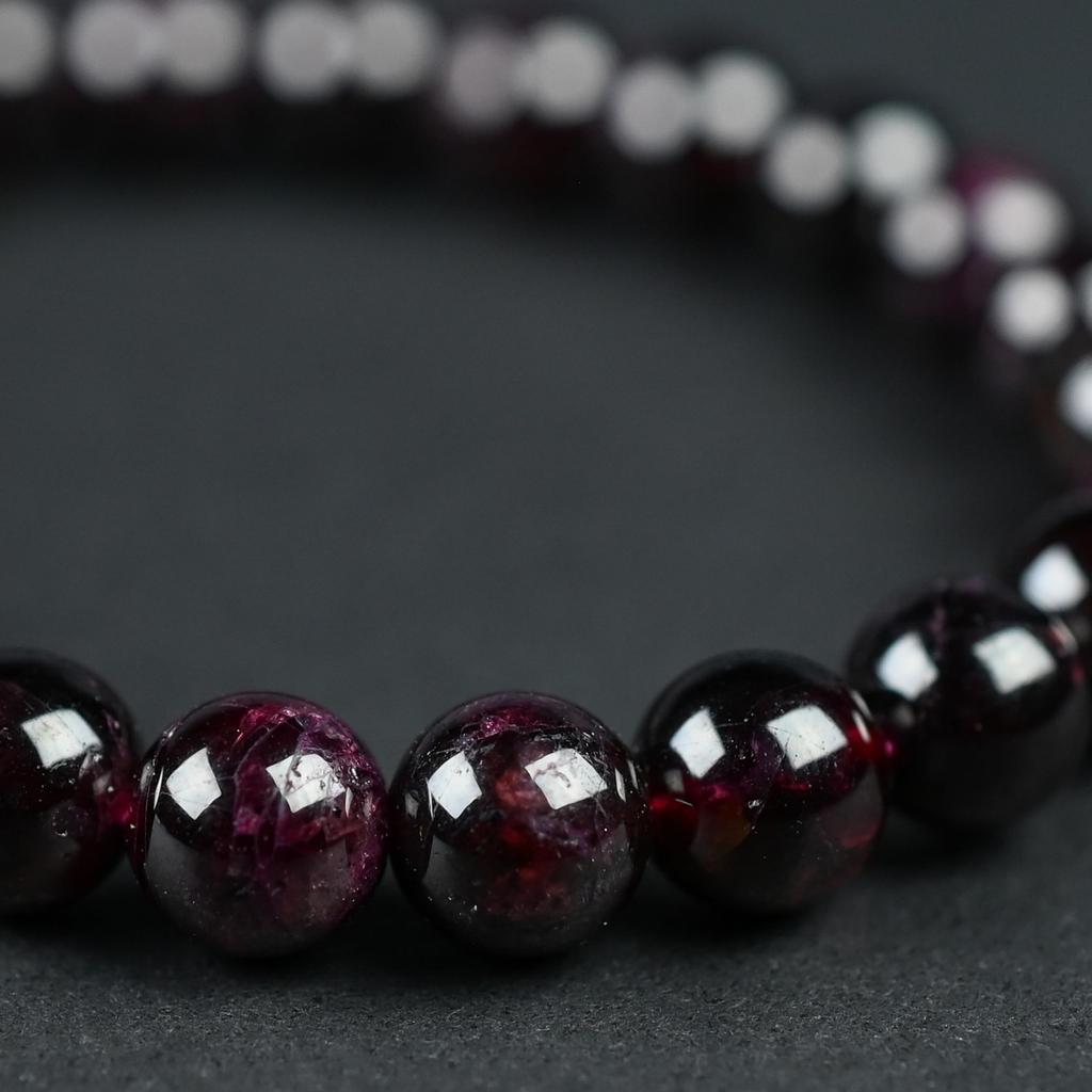 Eigado Garnet 24 Inner Good Luck January Natural Power Stone Bracelet, Beads, 7.5mm, Diameter Approx. 16cm, Charm, Birthstone, Stone,