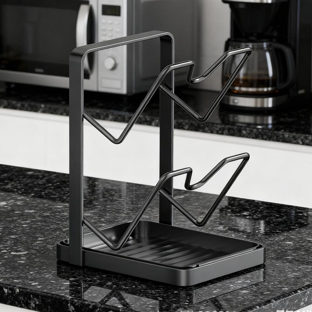 Pot Lid Organizer 2-Tier Cutting Board Rack Pan Lid Holder with Drip Tray for Spatula Ladle Spoon Kitchen Countertop