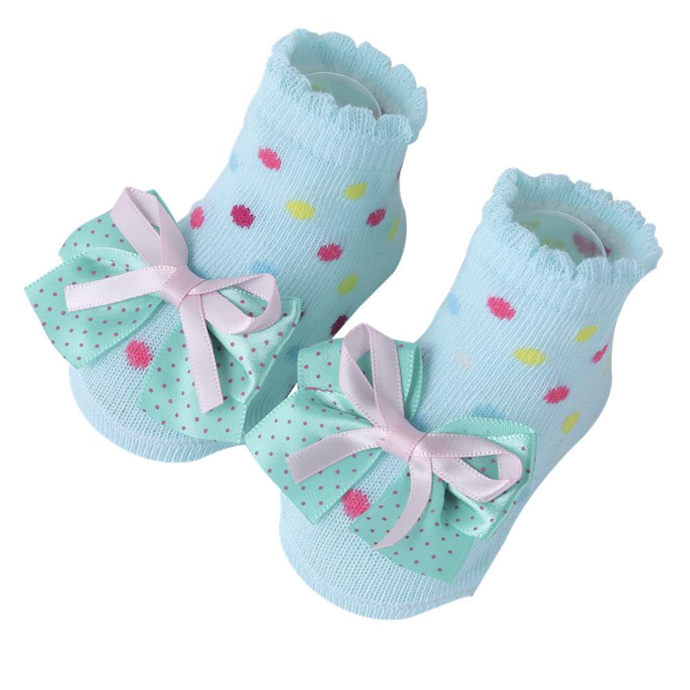 Cartoon Stripe Mesh Bow Baby Socks - Cute European & American Style
