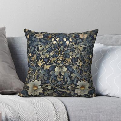 Wilaliam Morris Blackthorn Square Pillowcase Polyester Linen Velvet Pattern Zip Decorative Pillow Case Bed Cushion Cover