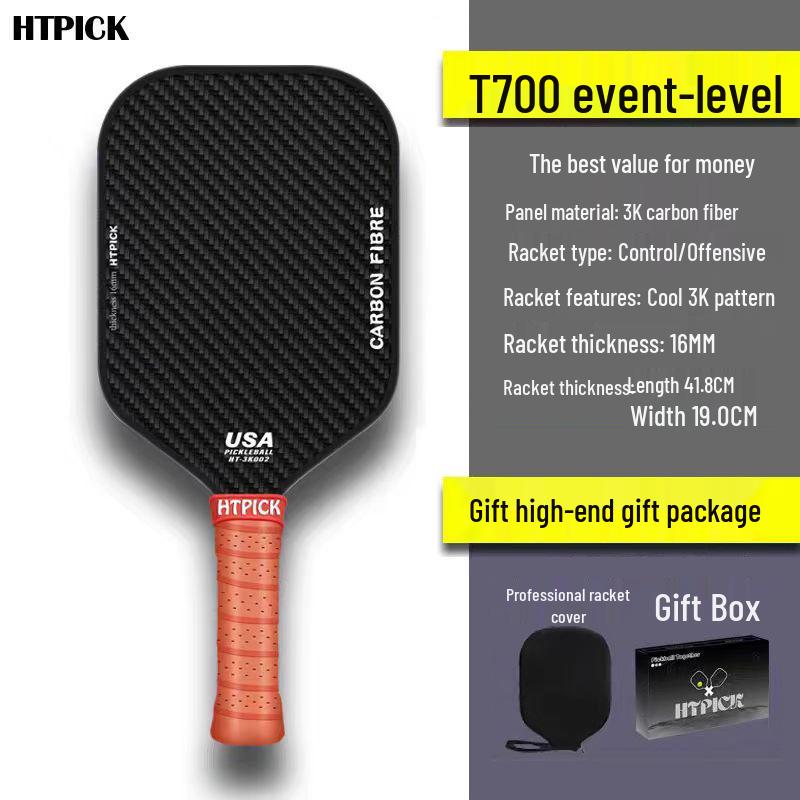 HTPICK Carbon Fiber Frosted Pickleball Racket - Professional Competition Level T700 for Outdoor Sports