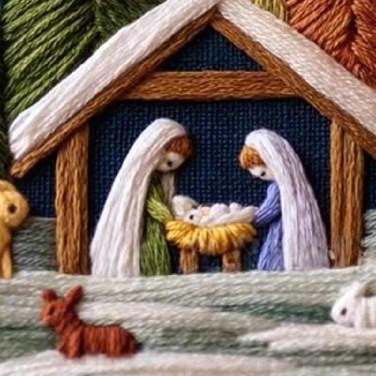 Religious Art Embroidery Bundles Includes Hoop Thread Tool Fabric for Christmas Craft Creative Sewing Projects