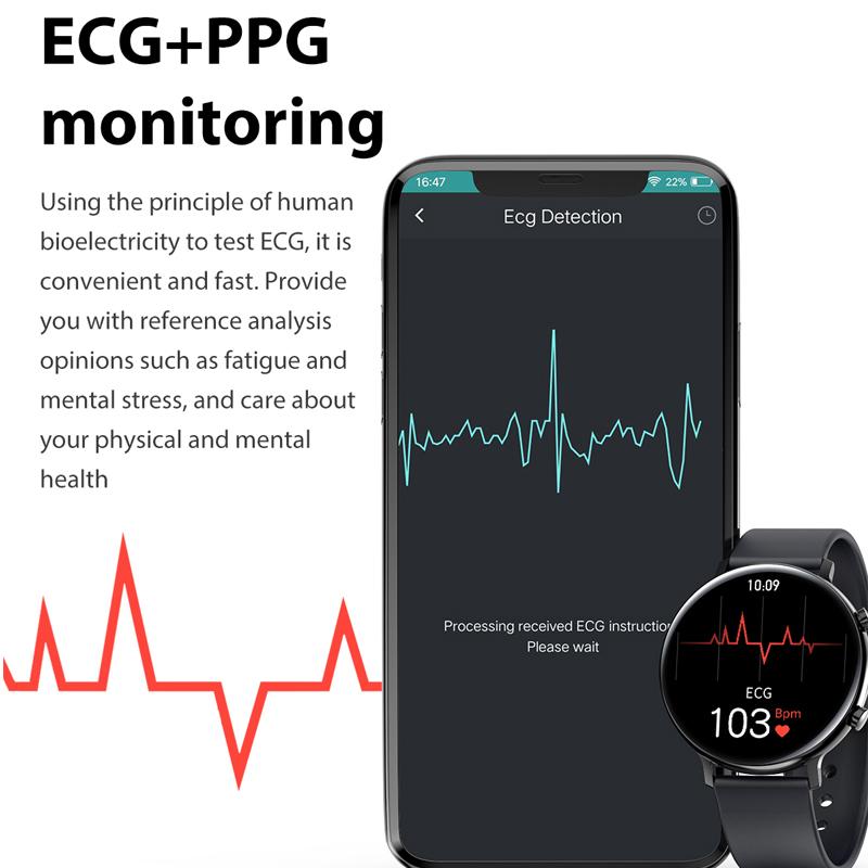 Bluetooth Anruf Smartwatch Damen EKG+PPG Multi-Sportmodus Fitnesstracker Wasserdicht Mode Damen Smartwatch Für Huawei