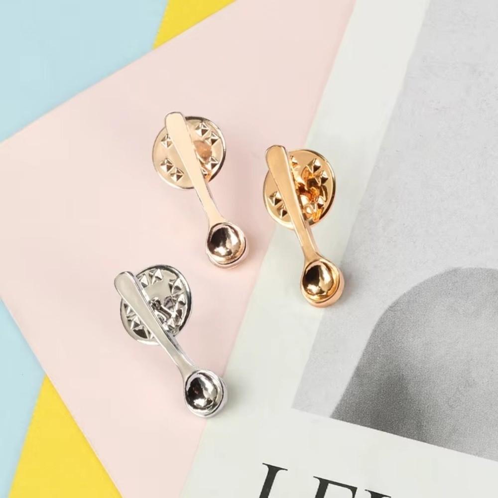 Small Size Coffee Spoon Lapel Pins Creative Metal Metal Badges New Spoon Brooch Denim Jackets