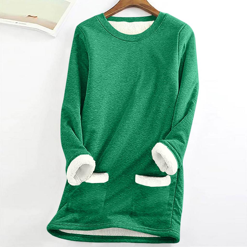 Women Christmas Thick Fleece Printing Sweatshirt Warm Underwear Top