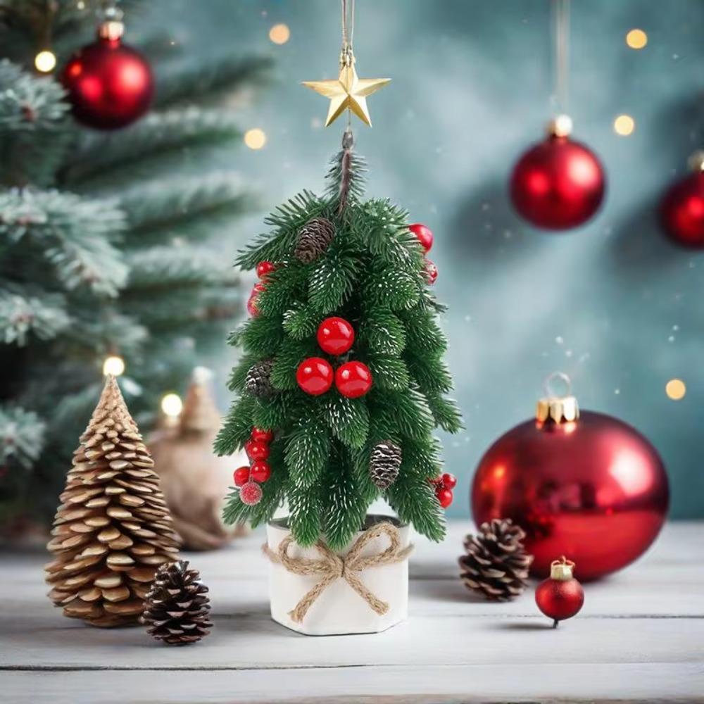 Artificial Desktop Christmas Tree Mini Christmas Tree Potted Plants Christmas Tree Ornament  Office