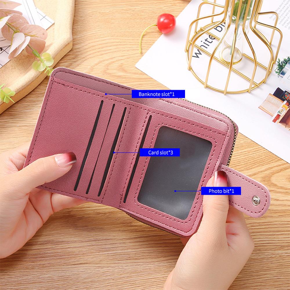 1Pc Women Wallets Embroidered Love Heart Short Wallet Fashion Ladies ID Card Holders Clutch Bag ID Holder Zipper Snap Coin Purse