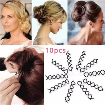 10pcs Simple Spiral Hair Clips Fixed Curlers Women's Twisted Headwear Hairstyle Tools Bride's Personalized Styling Accessories