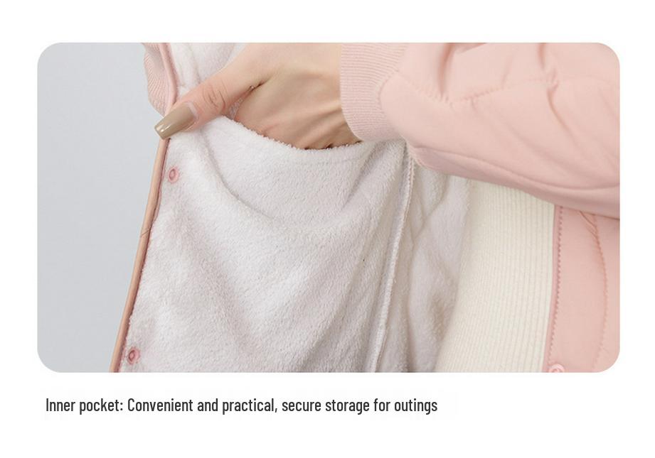 Women's Fleece-Lined Cotton Jacket: Short, Collarless, Padded Winter Outerwear 2026