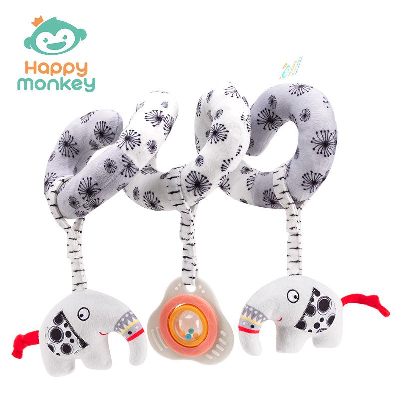 Happy Monkey Black & White Newborn Rattle: Detachable Toy for Baby s Grasping & Tracking Skills